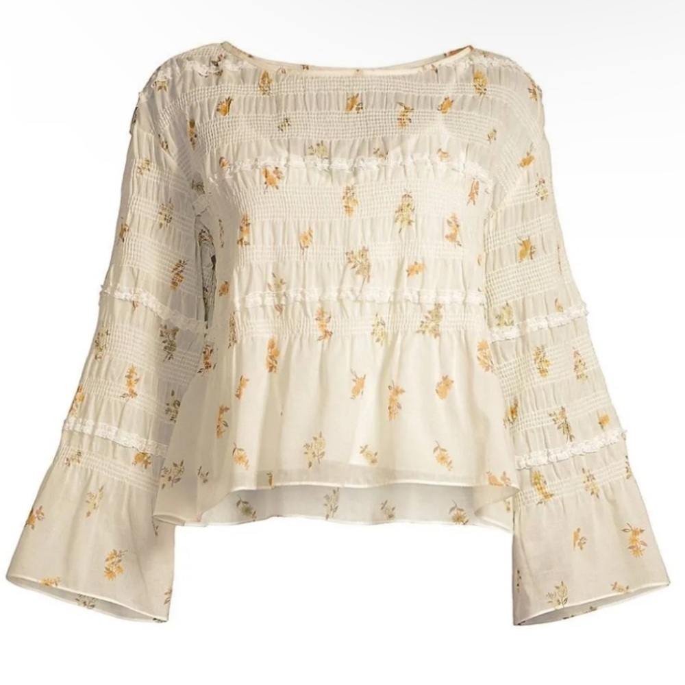 NWT Rebecca Taylor Marigold Fleur Ines Smocked Blouse Size Small women’s top